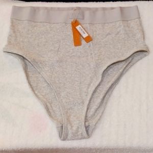 SKIMS Cotton Heather Gray Ribbed Briefs. SIZE LARGE.